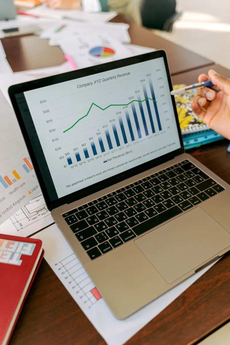 Laptop showing a market chart